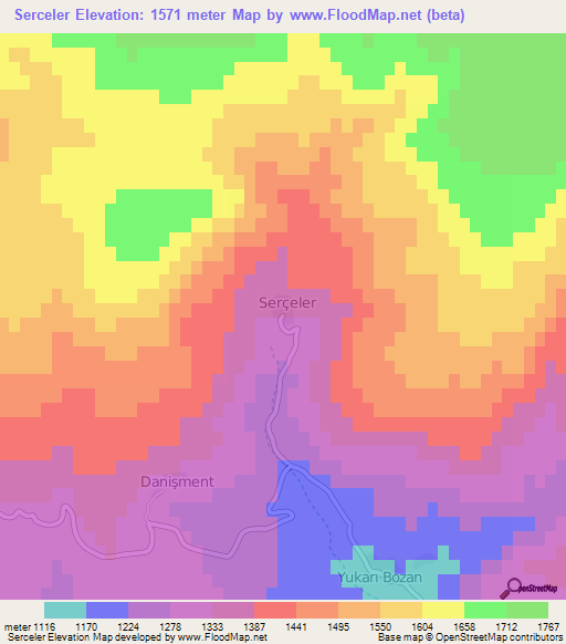 Serceler,Turkey Elevation Map