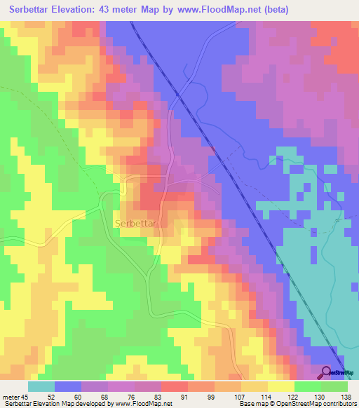 Serbettar,Turkey Elevation Map