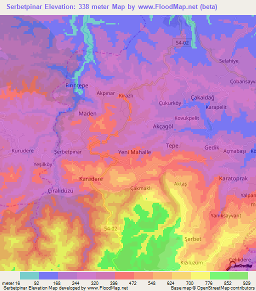 Serbetpinar,Turkey Elevation Map