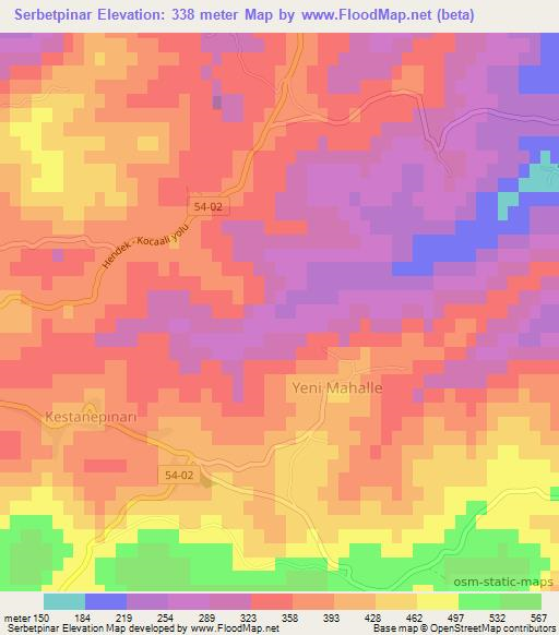 Serbetpinar,Turkey Elevation Map