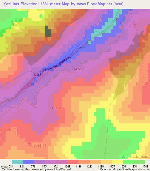 Yazilitas,Turkey Elevation Map