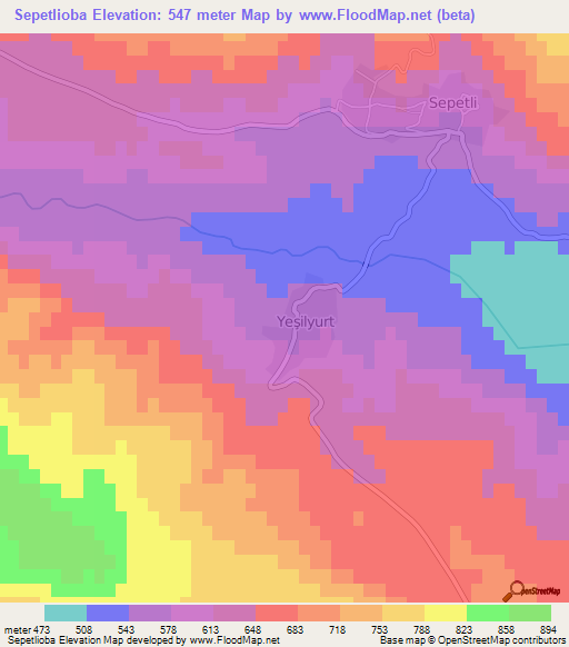 Sepetlioba,Turkey Elevation Map