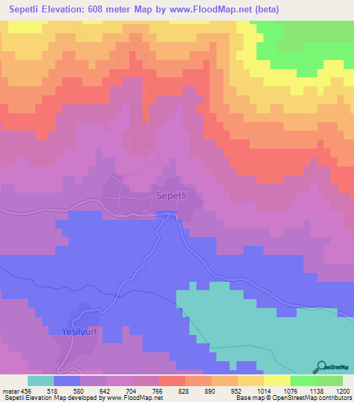 Sepetli,Turkey Elevation Map