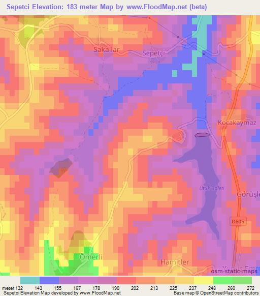 Sepetci,Turkey Elevation Map