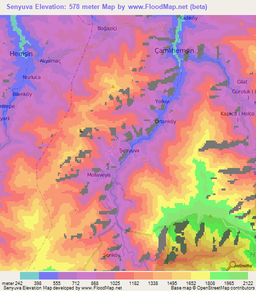 Senyuva,Turkey Elevation Map