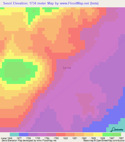 Senol,Turkey Elevation Map