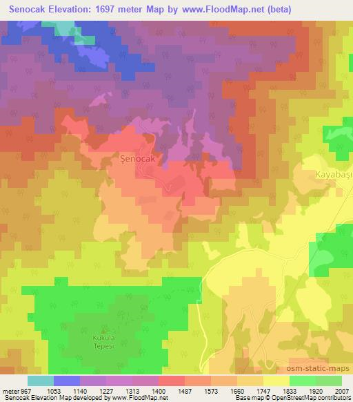 Senocak,Turkey Elevation Map