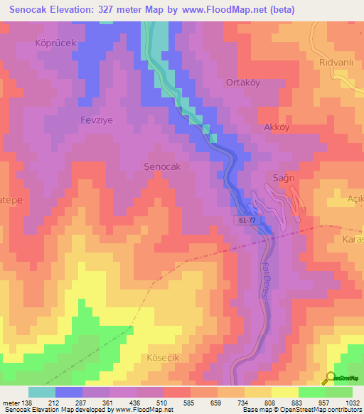 Senocak,Turkey Elevation Map