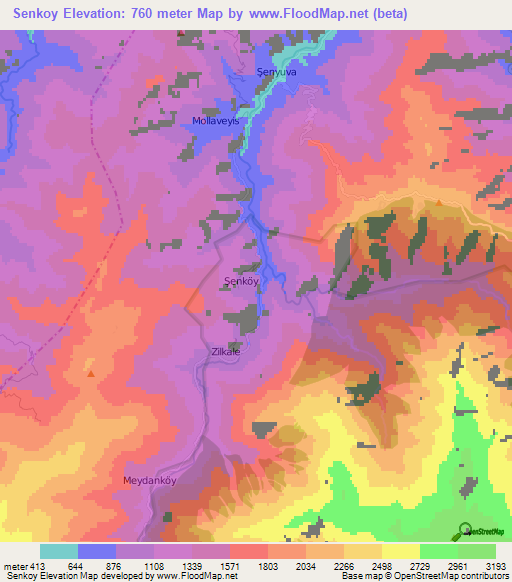 Senkoy,Turkey Elevation Map