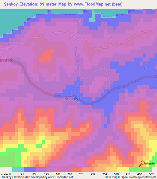 Senkoy,Turkey Elevation Map