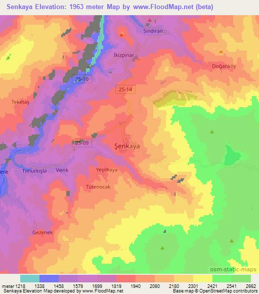 Senkaya,Turkey Elevation Map