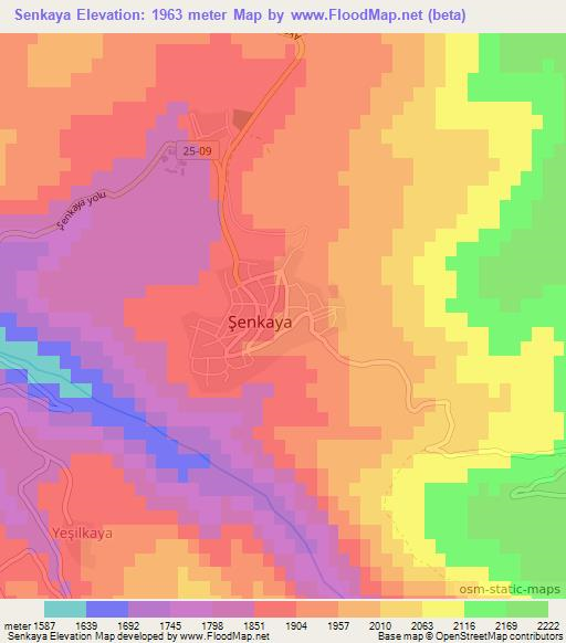 Senkaya,Turkey Elevation Map