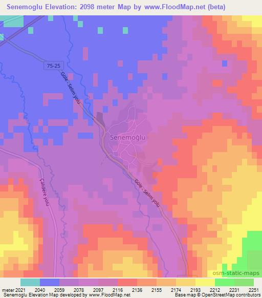 Senemoglu,Turkey Elevation Map