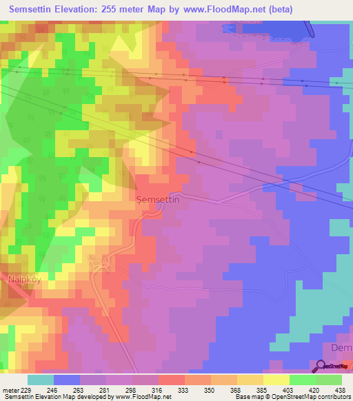 Semsettin,Turkey Elevation Map