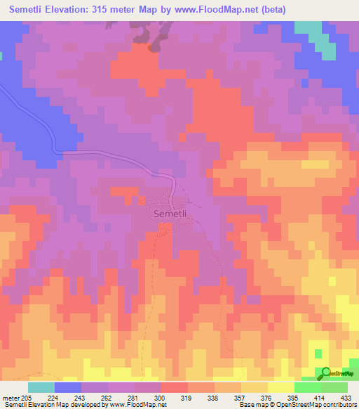 Semetli,Turkey Elevation Map