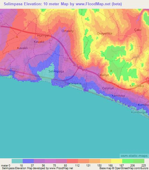 Selimpasa,Turkey Elevation Map