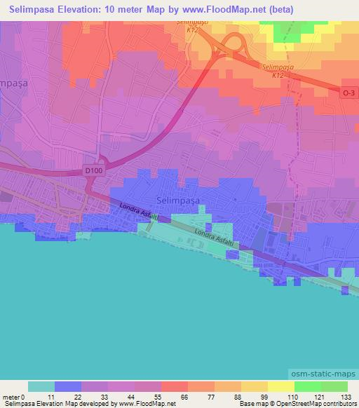 Selimpasa,Turkey Elevation Map