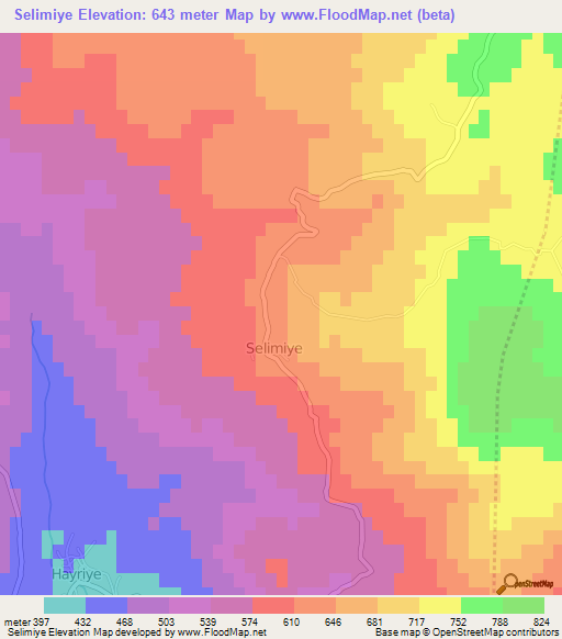 Selimiye,Turkey Elevation Map