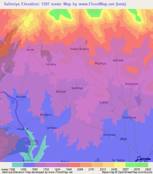 Selimiye,Turkey Elevation Map