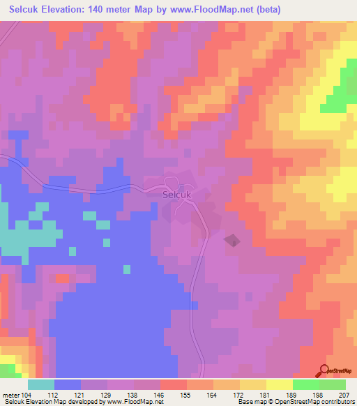 Selcuk,Turkey Elevation Map