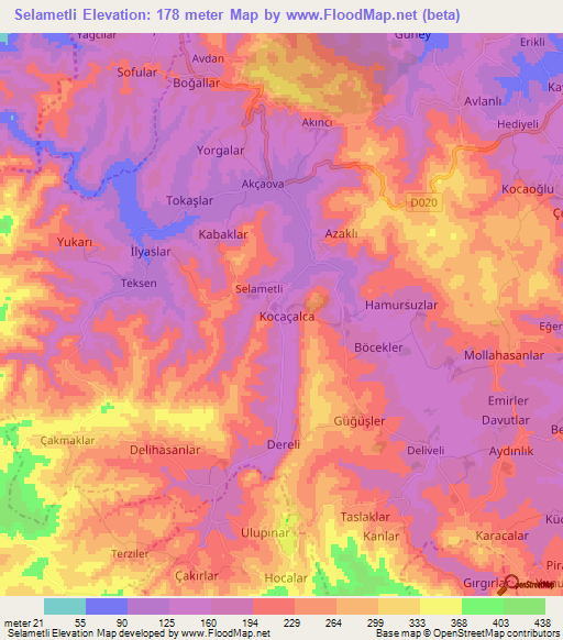 Selametli,Turkey Elevation Map