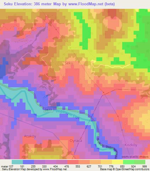 Seku,Turkey Elevation Map