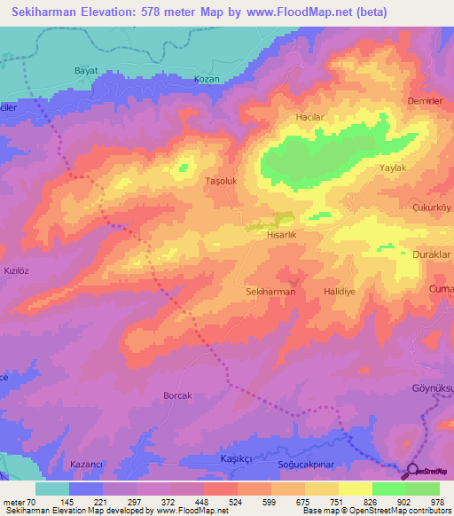 Sekiharman,Turkey Elevation Map