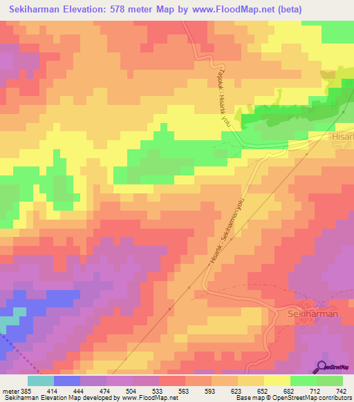 Sekiharman,Turkey Elevation Map