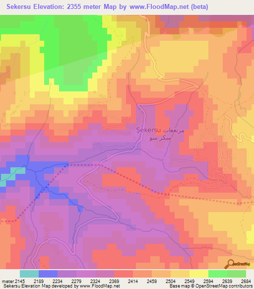 Sekersu,Turkey Elevation Map