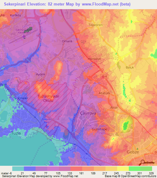 Sekerpinari,Turkey Elevation Map