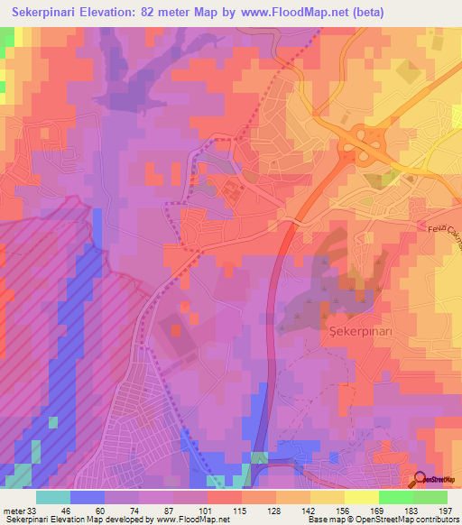 Sekerpinari,Turkey Elevation Map