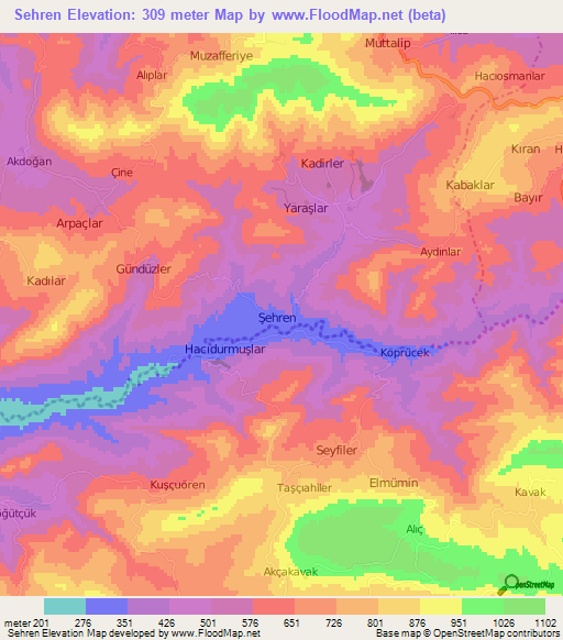 Sehren,Turkey Elevation Map