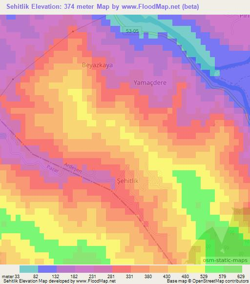 Sehitlik,Turkey Elevation Map