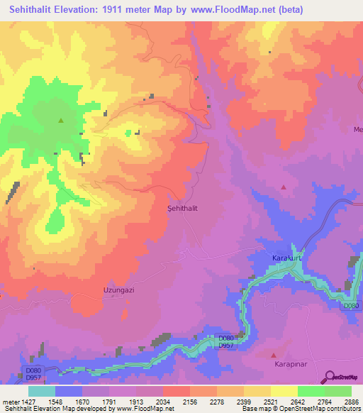 Sehithalit,Turkey Elevation Map