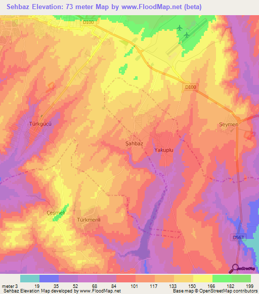 Sehbaz,Turkey Elevation Map