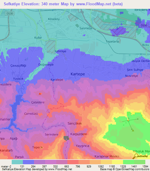 Sefkatiye,Turkey Elevation Map