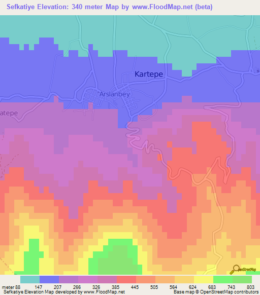 Sefkatiye,Turkey Elevation Map