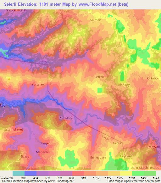 Seferli,Turkey Elevation Map