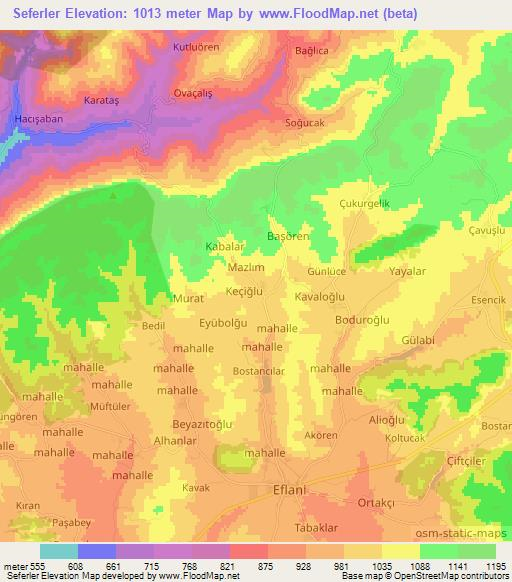 Seferler,Turkey Elevation Map