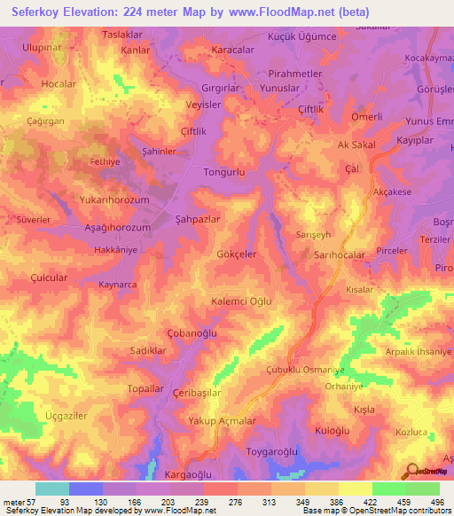 Seferkoy,Turkey Elevation Map