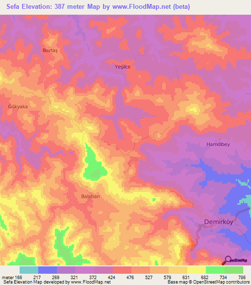 Sefa,Turkey Elevation Map