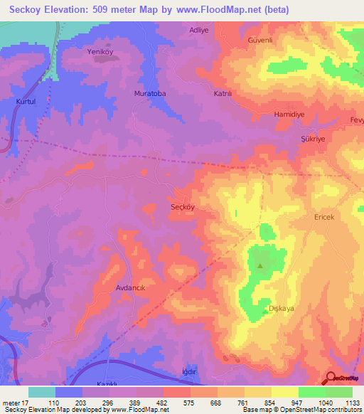 Seckoy,Turkey Elevation Map