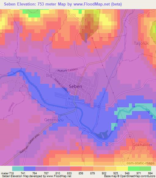 Seben,Turkey Elevation Map