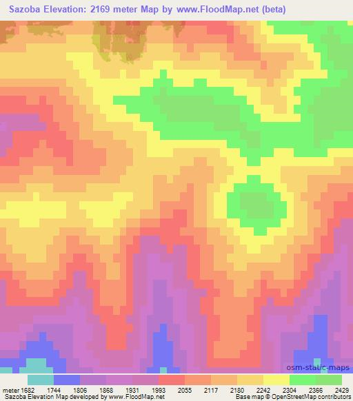 Sazoba,Turkey Elevation Map