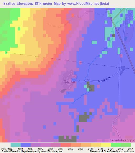 Sazlisu,Turkey Elevation Map