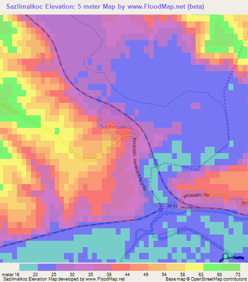 Sazlimalkoc,Turkey Elevation Map