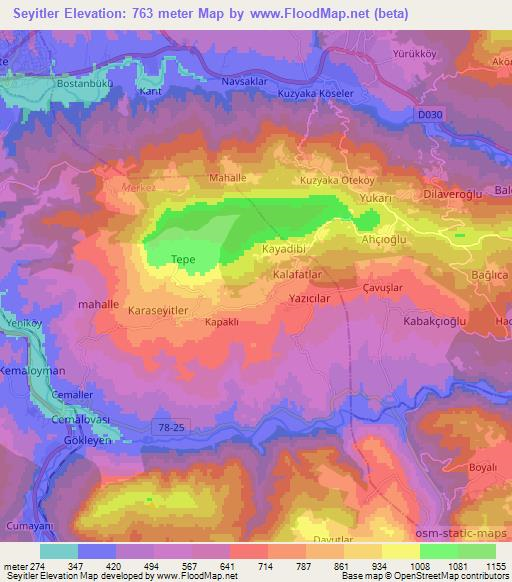 Seyitler,Turkey Elevation Map