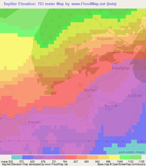 Seyitler,Turkey Elevation Map