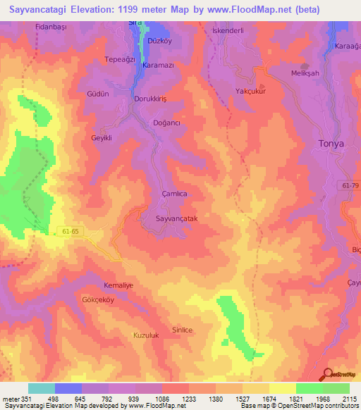 Sayvancatagi,Turkey Elevation Map