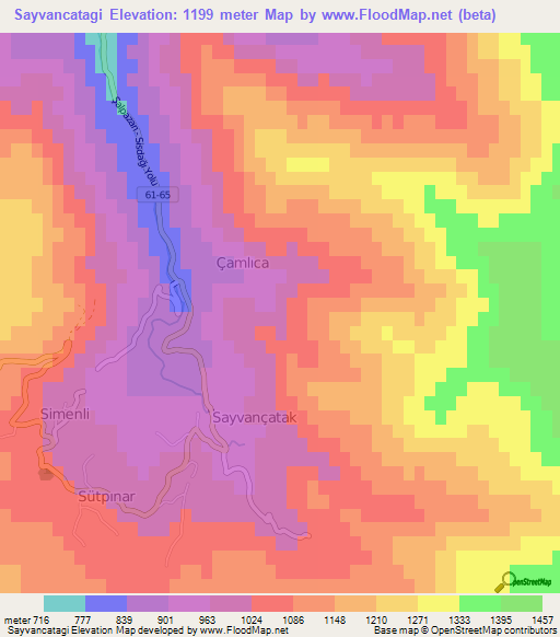 Sayvancatagi,Turkey Elevation Map